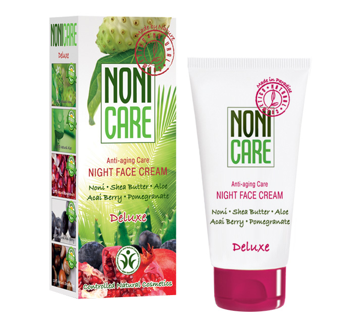 Nonicare Ночной крем от морщин Deluxe, 50 мл4260254460036 Nonicare Ночной крем от морщин Deluxe, 50 мл4260254460036Идеально подходит для зрелой, требующей тщательного ухода кожи. Сверхпитательный ночной крем обладает лифтинговым эффектом и выраженным омолаживающим действием. Крем моментально придает ощущение подтянутости, увлажненности и гладкости коже. За счет мощных восстановительных процессов буквально выталкивает морщинки изнутри, реконструирует и визуально выравнивает рельеф кожи. Стимулирует выработку натуральных увлажнителей, нейтрализует реактивные разновидности кислорода (свободные радикалы), которые образуются вследствие УФ радиации. Уменьшает фрагментацию ДНК кератиноцитов, индуцированную UVB излучением. Предупреждает повреждение белков кожи (коллагена и эластина), тем самым защищая и сохраняя юность, четкость и упругость контуров лица. Экстракты граната и ягод асаи, источник мощных антиоксидантов, придают коже жизненную силу, препятствуют разрушению коллагена и стимулируют образование нового, укрепляют сосуды и способствуют уменьшению глубины морщин, осветляют и оздоравливают кожу.Масло ши, миндаля и манго активно питают, увлажняют и регенерируют, стимулируют её восстановительные процессы.При постоянном использовании действует эффект накопления: текстура кожи улучшается, разглаживается, овал лица подтягивается. Крем делает кожу лица более свежей, подтянутой и молодой, способствует осветлению пигментации и нормализации процесса меланогенеза. Быстро впитывается, не оставляет ощущения тяжести и липкости. Подходит для чувствительной кожи. Рекомендован для нормального, сухого и комбинированного типов кожи с 40 лет в качестве основного ухода, с 35 лет курсами (28-30 дней).