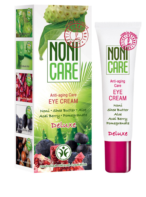Nonicare Омолаживающий крем для контура глаз Deluxe - Eye Cream 15 мл4260254460043 Nonicare Омолаживающий крем для контура глаз Deluxe - Eye Cream 15 мл4260254460043Ультралегкий крем для интенсивного восстановления кожи вокруг глаз с лифтинговым и противоотечным действием. Благодаря входящему в состав соку фрукта Нони, масел ши и миндаля, экстракта плодов пальмы Acai Berry, граната и манго мгновенно наолняют кожу влагой, устраняют сухость, стянутость и ощущение дискомфорта. Средство устраняет застойные явления - причину отеков и темных кругов под глазами. Крем оказывает мощнейшее антиоксидантное действие, восстанавливает упругость и эластичность, способствует улучшению кожного дыхания, микроциркуляции и обменных процессов, стимулирует синтез коллагеновых и эластиновых волокон. Оказывает ангиопротективное и лимфодренажное воздействие, повышает иммунный статус кожи. Осуществляет защиту от агрессивного воздействия экологии и УФ излучения. Экстракты граната и ягод асаи возвращают коже жизненную силу и укрепляют ее, стимулируют синтез коллагена и препятствуют его разрушению, улучшают трофику тканей. Мгновенно насыщает влагой глубокие и поверхностные слои кожи, устраняет отёчность, тёмные круги и гусиные лапки. Крем быстро впитывается и является прекрасной основой под макияж. Подходит для чувствительных глаз. Рекомендован с 40 лет в качестве основного ухода, с 35 лет курсами.