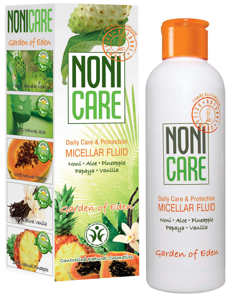 Nonicare Мицеллярная вода Garden Of Eden - Micellar Fluid 200 мл4260254460289 Nonicare Мицеллярная вода Garden Of Eden - Micellar Fluid 200 мл4260254460289Косметическое средство нового поколения. Предназначено для удаления макияжа и бережного очищения кожи лица и век. Мицеллярная вода действует мгновенно, мягко и эффективно, очищая и увлажняя. В процессе очищения не нарушает гидролипидный баланс кожи и подготавливает ее для дальнейших косметических процедур. Входящий в состав уникальный сок Нони снимает усталость и напряжение кожи, запускает процессы восстановления, возвращает ей силу и энергию. Экстракт алоэ обладает антибактериальным и противовоспалительным действием, тонизирует и увлажняет кожу, устраняет сухость, шелушение, снимает раздражение. Содержит экзотические растительные экстракты папайи, ананаса, которые способствуют удалению омертвевших клеток кожи, и ускоряют процесс обновления эпидермиса, придавая ощущение свежести и комфорта. Уже в процессе очищения оказывается увлажняющее, регенерирующее, успокаивающее действие. Кожа очищается и подготавливается к дальнейшему уходу. Рекомендована для ежедневного применения вместо очищающего лосьона, геля для умывания или тоника. Для всех типов кожи, в том числе тонкой и хрупкой с 18 лет.