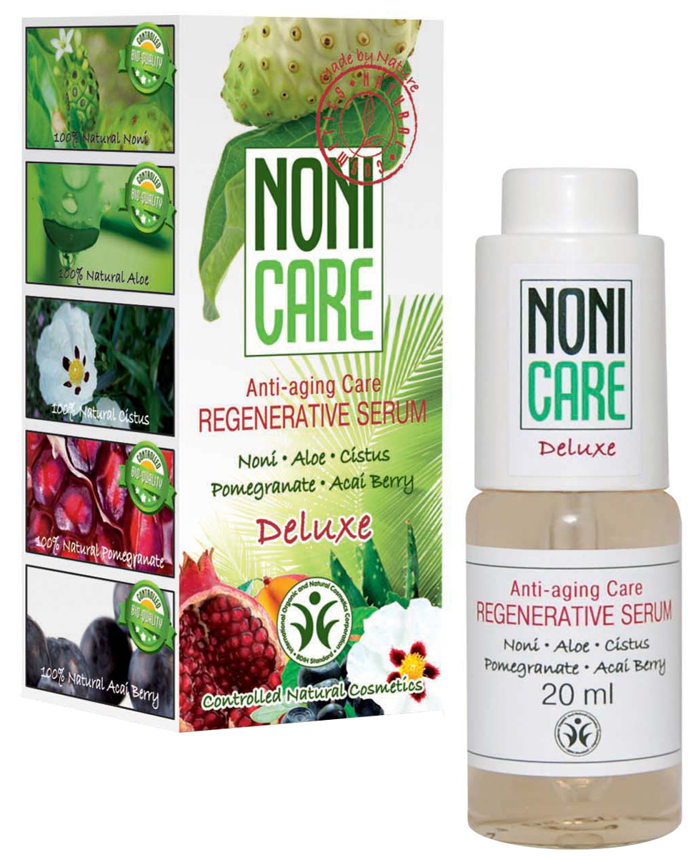 Nonicare Восстанавливающая сыворотка Deluxe - Regenerative Serum 20 мл4260254460319 Nonicare Восстанавливающая сыворотка Deluxe - Regenerative Serum 20 мл4260254460319Высококонцентрированное средство с активной антивозрастной восстанавливающей формулой. Уникальный состав сыворотки эффективно борется с признаками старения кожи и является идеальным средством профилактики появления морщин. Сыворотка минимизирует и предотвращает появление морщин и заломов, в том числе мимических. Выравнивает рельеф и тон кожи, оказывает лифтинговое действие. Сок Нони снимает усталость и напряжение кожи, оказывает антистрессовое действие, запускает процессы регенерации. Экстракт ладанника нейтрализует свободные радикалы, оказывая мощное антиоксидантное действие, замедляет процессы старения кожи. Натуральные экстракты экзотических фруктов и ягод улучшают микроциркуляцию и гидробаланс. Экстракты карликовой пальмы, ягод асаи и граната активизируют синтез коллагеновых и эластиновых волокон, увеличивая упругость и пластичность кожи, восстанавливая её структуру и укрепляя овал лица. Кожа становится более плотной, наполненной и подтянутой. Регулярное курсовое применение средства оказывает видимый омолаживающий эффект, улучшает цвет лица, придает коже сияние и красоту. Для всех типов кожи с 40 лет, с 30-35 лет по необходимости.