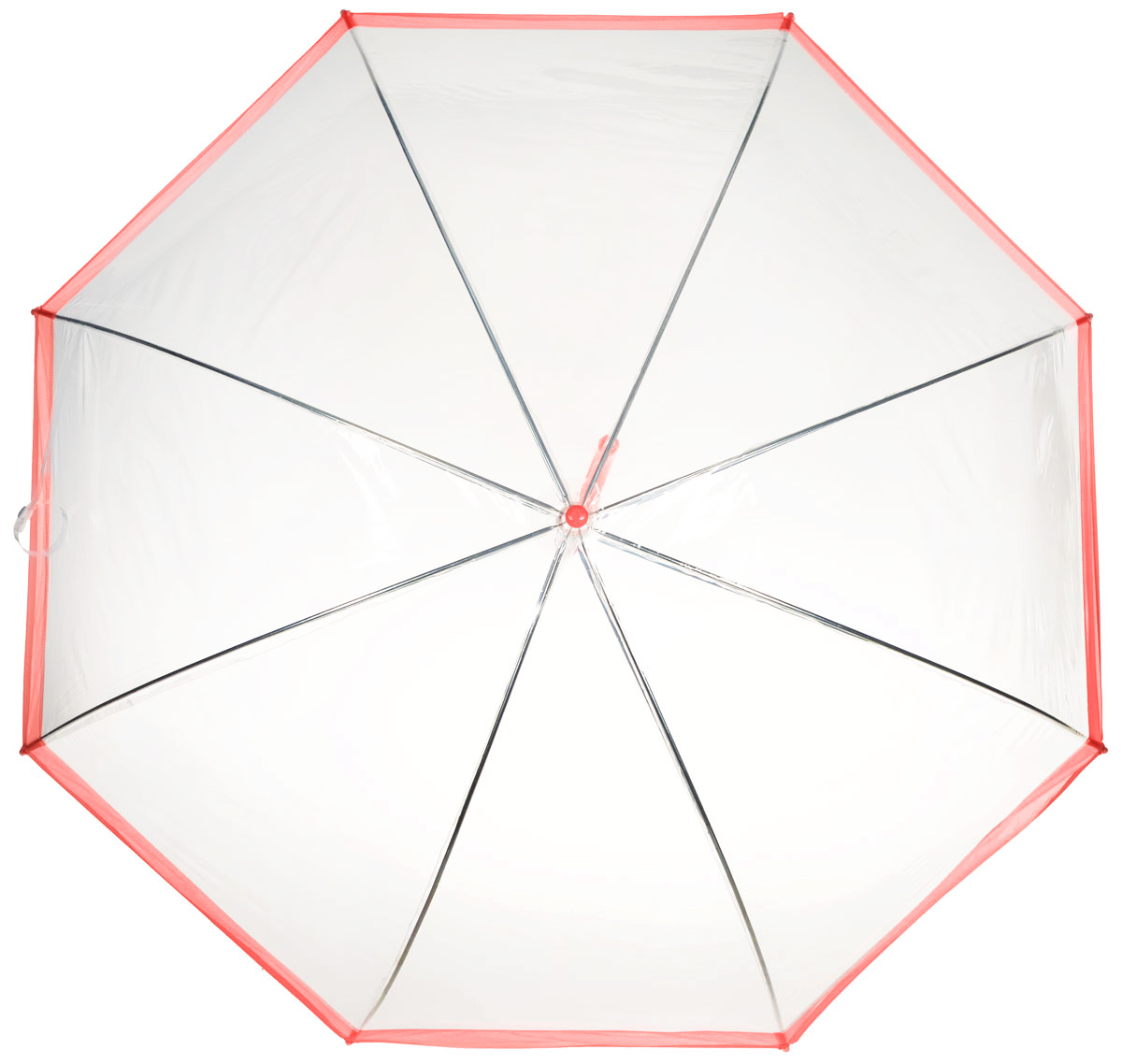 Зонт-трость женский Эврика, механика, цвет: прозрачный, красный. 94291