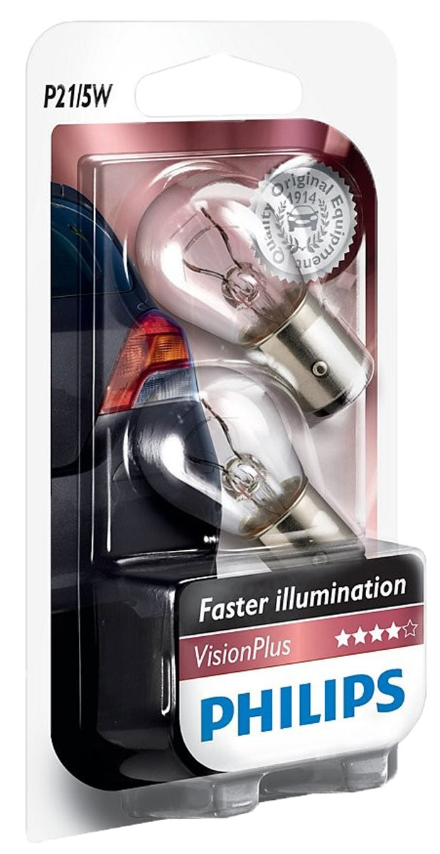 Лампа автомобильная галогенная сигнальная Philips VisionPlus, цоколь BAY15d, 12V, 21/5W, 2 шт12499VPB2 (бл.) Лампа автомобильная галогенная сигнальная Philips VisionPlus, цоколь BAY15d, 12V, 21/5W, 2 шт12499VPB2 (бл.)Автомобильная лампа Philips VisionPlus изготовлена из запатентованного кварцевого стекла с УФ-фильтром Philips Quartz Glass. Кварцевое стекло в отличие от обычного стекла выдерживает гораздо большее давление и больший перепад температур. При попадании влаги на работающую лампу, лампа не взрывается и продолжает работать. Лампа Philips VisionPlus производит на 60% больше света по сравнению со стандартной лампой Philips, благодаря чему стоп-сигналы или указатели поворота будут заметны с большего расстояния. Применение лампы:- передний указатель поворота; - задний указатель поворота; - фонарь подсветки государственного регистрационного знака; - задний противотуманный фонарь; - габаритный фонарь/стояночный фонарь; - стоп-сигнал; - дневные ходовые огни; - задний фонарь. Лампа Philips VisionPlus отличается высокой эффективностью, соответствуя всем современным требованиям.