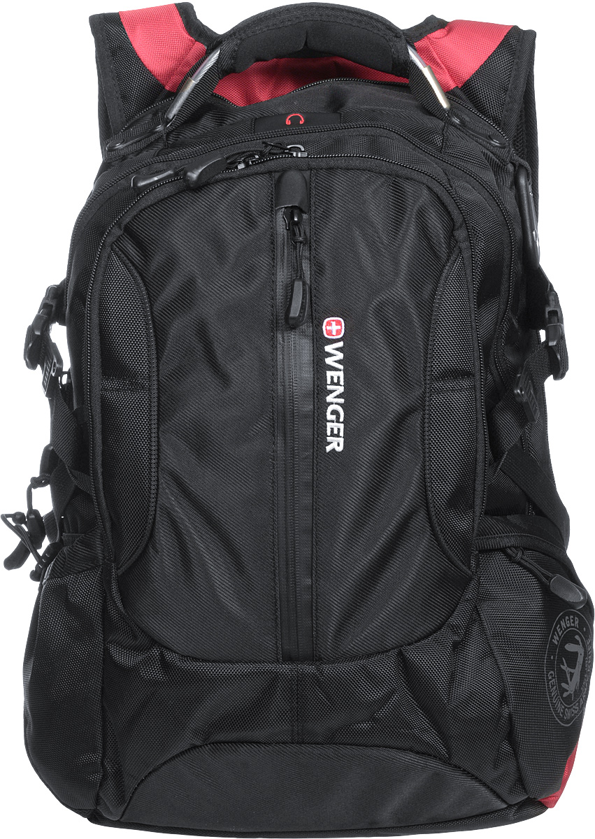 Рюкзак Wenger Large Volume Daypack, цвет: черный, красный, 43 х 32 х 18 см, 30 л15912215 Рюкзак Wenger Large Volume Daypack, цвет: черный, красный, 43 х 32 х 18 см, 30 л15912215Рюкзак Wenger Large Volume Daypack - это самодостаточный, многофункциональный и надежный спутник своего владельца, как и знаменитый швейцарский нож! Благодаря многофункциональности рюкзака Wenger, вы можете легко организовать свои вещи, отправив ключи, мобильный телефон и еще тысячу мелочей в специальный карман-органайзер, положив ноутбук в надежный мягкий карман под спинкой. После этого останется еще много места для других необходимых вещей. Рюкзаки и сумки Wenger - это прежде всего современные материалы и фурнитура от надежных поставщиков и швейцарский контроль качества, благодаря которому репутация компании была и остается столь высокой. Продуманная конструкция и современные технологии проявляются главным образом в потрясающей надежности рюкзаков и сумок Wenger. А ведь надежность - самое важное качество и в амуниции, и в людях! Особенности рюкзака:Шнурки на застежках-молниях: шнурки на застежках-молниях позволяют быстро и легко открывать карманы рюкзака даже в перчатках.Плечевые ремни: эргономичные плечевые ремни анатомической формы с регулируемыми поясным и грудным ремнями. Карман для мелких предметов: внутренний карман-органайзер включает съемную ключницу и раздельные кармашки для ручек, карандашей, мобильного телефона и CD дисков.Карман для бутылки воды: внешние двойные карманы из эластичной сетки удобны для бутылок различного размера.Мягкое отделение для ноутбука: регулируемый ремень с липучкой может закрепить ноутбуки с размером экрана 15 дюймов. Эластичные сетчатые карманы удобны для аксессуаров.Отверстие для провода наушников: внутренний карман подходит для большинства МР3 плееров с внешним портом для наушников.