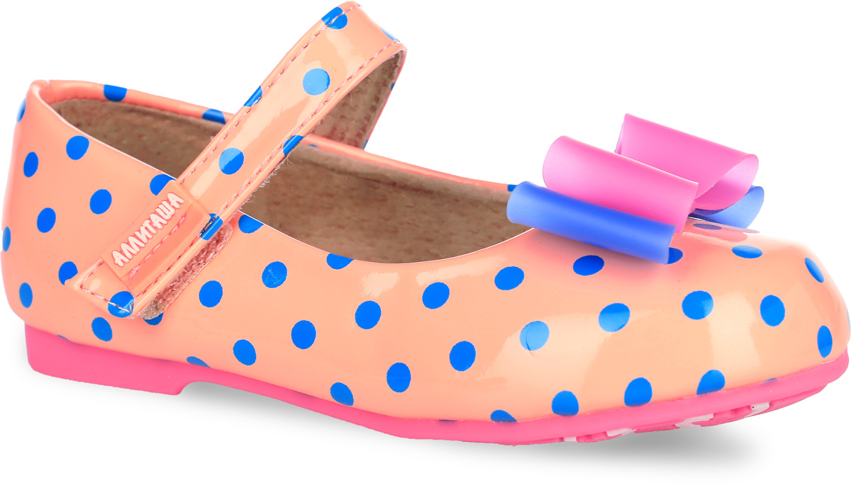 Туфли для девочки Аллигаша, цвет: персиковый, синий. 000350302. Размер 22