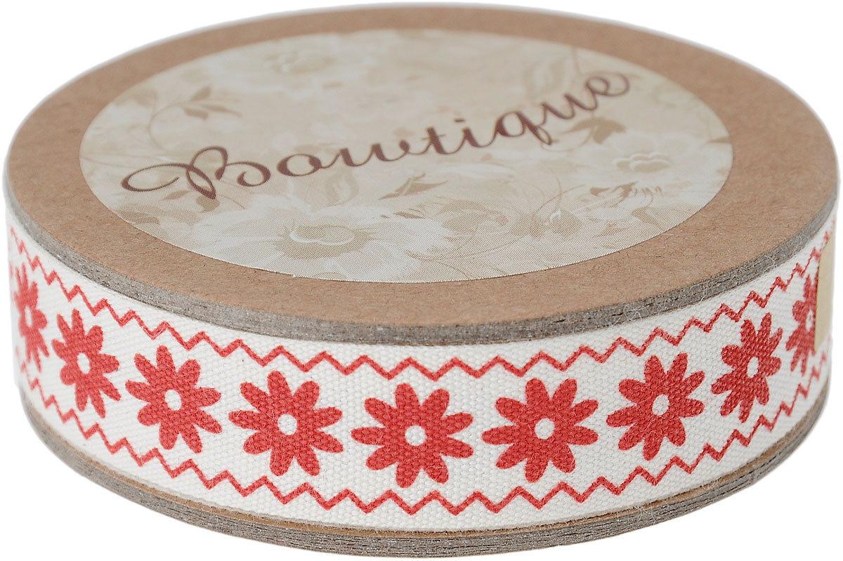 Лента хлопковая Hemline Цветы и зиг-заги, цвет: молочный, красный, 1,5 х 500 смVR15.026X Лента хлопковая Hemline Цветы и зиг-заги, цвет: молочный, красный, 1,5 х 500 смVR15.026XЛента на картонной катушке Hemline Цветы и зиг-заги выполнена из 100% хлопка. Она идеально подойдет для оформления различных творческих работ, может использоваться для скрапбукинга, создания аппликаций, декора коробок и открыток, часто ее применяют при пошиве одежды, сумок, аксессуаров. Лента наивысшего качества практична в использовании. Она станет незаменимым элементом в создании вашего рукотворного шедевра.