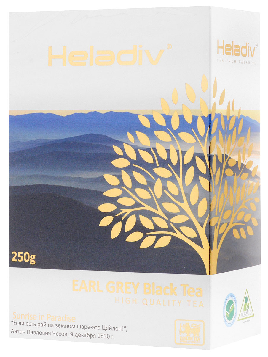 Heladiv Earl Grey Pekoe чай черный листовой с ароматом бергамота, 250 г4791007008705 Heladiv Earl Grey Pekoe чай черный листовой с ароматом бергамота, 250 г4791007008705Heladiv Earl Grey Pekoe - это лучший стандарт черного чая ПЕКО, дающий насыщенный приятный вкус с цитрусовыми нотками бергамота. Классический терпкий чай с легким пряно-бальзамическим ароматом итальянского бергамота и настоем темного цвета.