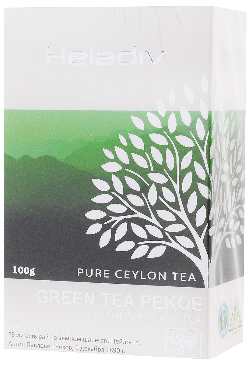 Heladiv Green Tea Pekoe чай зеленый листовой, 100 г4791007008231 Heladiv Green Tea Pekoe чай зеленый листовой, 100 г4791007008231Heladiv Green Tea - крупнолистовой байховый (РЕКОЕ) зеленый чай. Он обладает приятным насыщенным вкусом, изысканным ароматом и настоем золотистого цвета.