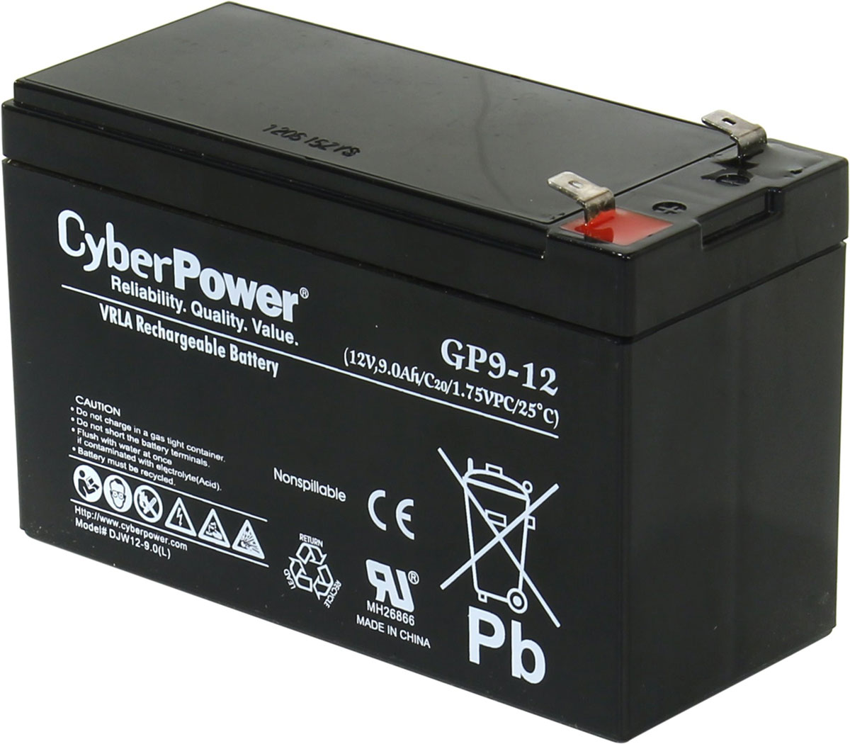 CyberPower 12V9Ah аккумулятор для ИБПB11-0000057-00 CyberPower 12V9Ah аккумулятор для ИБПB11-0000057-00CyberPower 12V9Ah - надежный аккумулятор для ИБП (источники бесперебойного питания), а также других устройств, где необходим источник тока.Свинцово-кислотные аккумуляторы разработаны и оптимизированы для источников и систем бесперебойного питания, и для работы в буферном режиме. Предусмотрена полностью герметичная конструкция, и клапан внутренней рекомбинации газов, что делает аккумуляторы нетоксичными, и безопасными для работы в офисах, дома и т д.Данные аккумуляторы сочетают в себе высокое качество, стабильные характеристики, одновременно с небольшой ценой, что обеспечивает надежную работу источников бесперебойного питания (UPS), или других устройств.