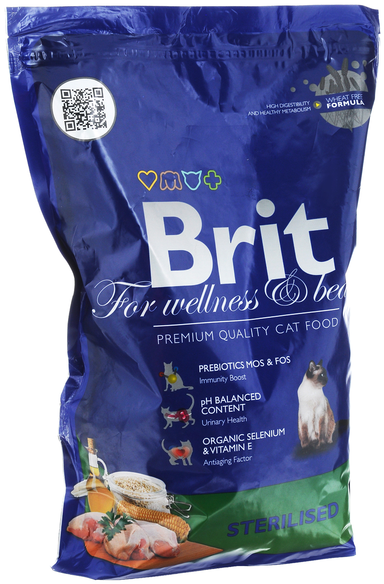 Корм сухой Brit Premium для стерилизованных кошек и кастрированных котов, 1,5 кг8594031443902 Корм сухой Brit Premium для стерилизованных кошек и кастрированных котов, 1,5 кг8594031443902Сбалансированный полнорационный корм Brit Premium предназначен для стерилизованных кошек и кастрированных котов. Основные достоинства:- Не содержит пшеницы, что максимально снижает пищевую аллергию.- Содержит пребиотики MOS и FOS, способствуя повышению иммунитета и поддержанию здоровой микрофлоры кишечника. - Содержит органический селен и витамин Е - факторы замедляющие процессы старения.Товар сертифицирован.