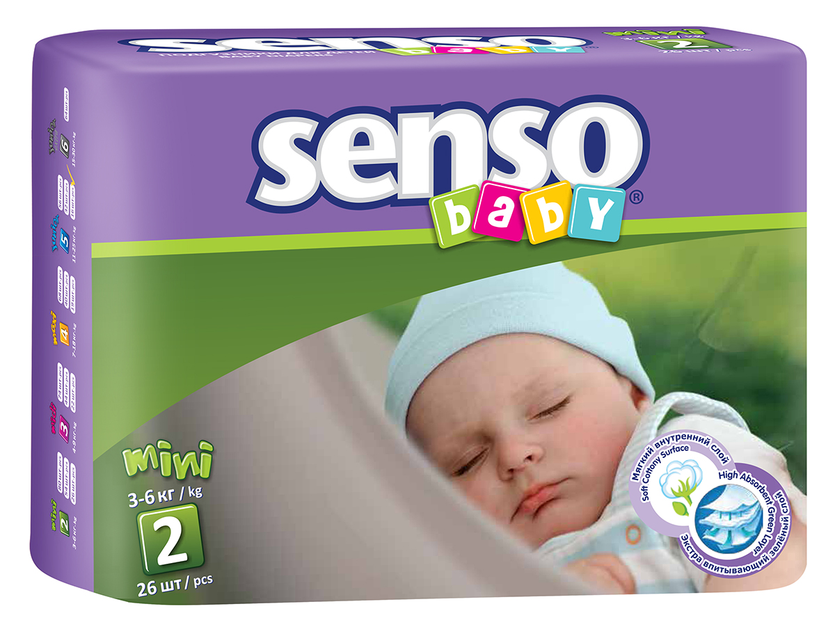 Senso Baby Подгузники Mini 3-6 кг 26 шт