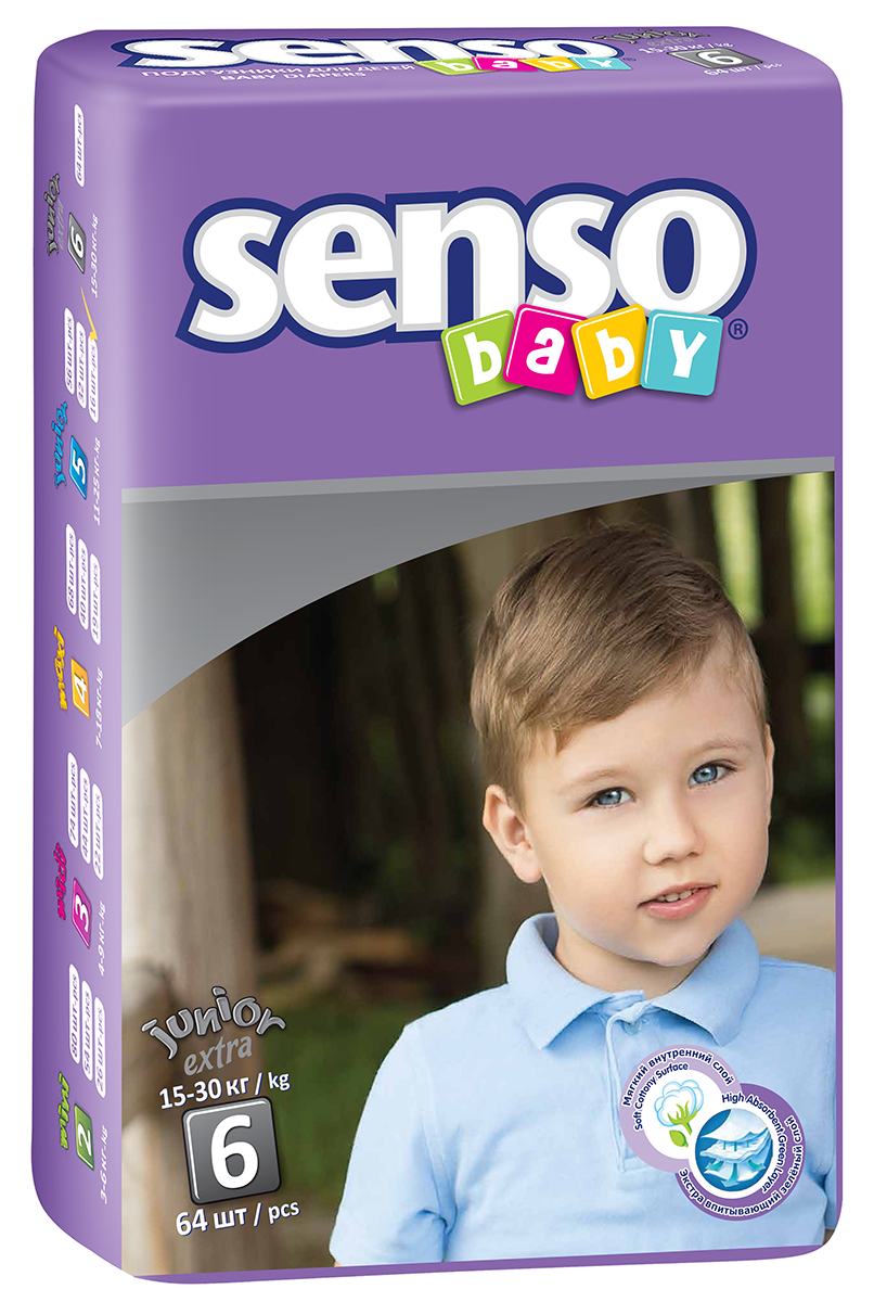 Senso Baby Подгузники Junior-Extra 15-30 кг 64 шт