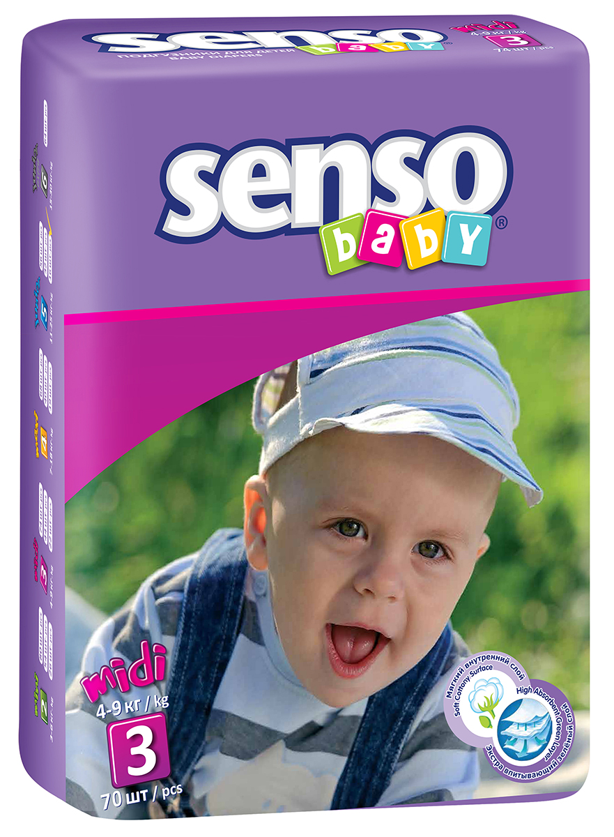 Senso Baby Подгузники детские Midi 4-9 кг 70 шт