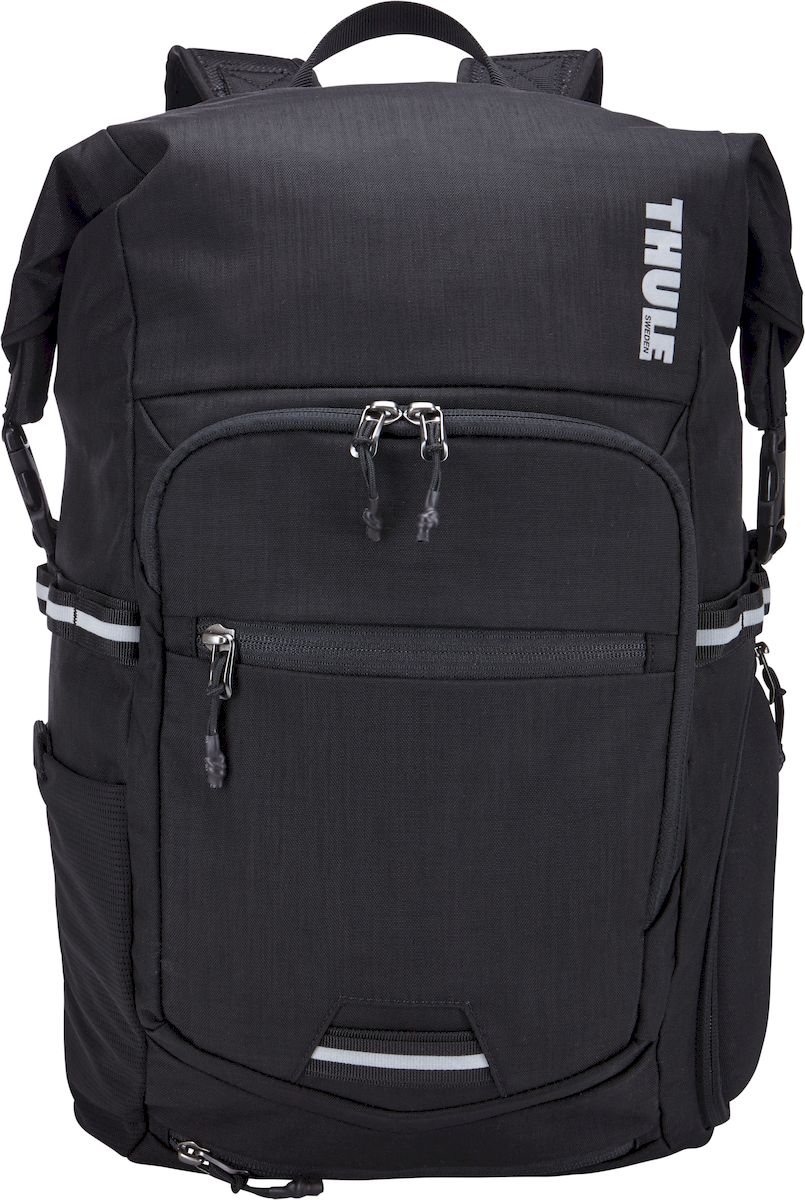 Велосипедный рюкзак Thule Pack n Pedal Commuter Backpack, цвет: черный100070 Велосипедный рюкзак Thule Pack n Pedal Commuter Backpack, цвет: черный100070Этот стильный и водонепроницаемый рюкзак идеально подходит для регулярных поездок на велосипеде в любую погоду или транспортировки вашего снаряжения в нужное место.Вещи останутся сухими благодаря водонепроницаемому основному отделению со сворачивающейся верхней частью.Шлем — когда он не используется — можно надежно закрепить с помощью убирающегося крепления.Складываемая накидка от дождя с отражающей поверхностью для повышенной заметности на дороге повышает защиту сумки.Изготовленное по технологии горячей прессовки ударопрочное отделение SafeZone защитит ваши очки, смартфон или другие хрупкие вещи.Съемный отсек для ноутбуков с диагональю до 15 дюймов с мягкой прокладкой и чехлом для планшета расположен сверху сумки, а не вплотную к вашей спине, что дополнительно повышает комфорт.Элементы с отражающей поверхностью по всей окружности повышают вашу заметность на дороге со всех сторон.Вы можете безопасно хранить вещи благодаря специальному отделению с потайным карманом с U-образным замком.Задняя панель из материала EVA с выемками для вентиляции и воздухопроницаемые наплечные ремни обеспечивают максимальный комфорт и вентиляцию.Точки крепления проблесковых фонарей на задней панели и накидке от дождя избавляют от необходимости фиксированных креплений на самом велосипеде.Яркая внутренняя отделка поможет легко найти мелкие предметы/Размеры: 38 x 17 x 48 см
