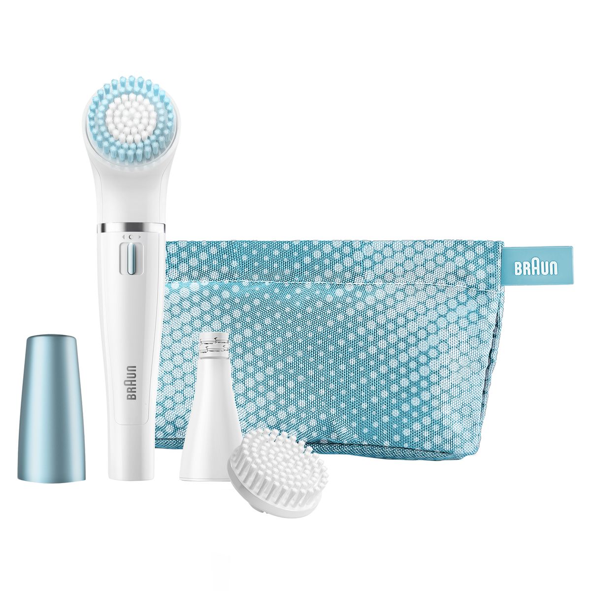 Braun Face 832e щеточка для очищения + эпилятор для лица81530875 Braun Face 832e щеточка для очищения + эпилятор для лица81530875Эпилятор Braun Face 832 подарит вам возможность правильно ухаживать за кожей лица в домашних условиях, без посещения салонов красоты. Регулярное очищение и отшелушивание ороговевших клеток позволяет коже становиться нежной и бархатистой, выглядеть здоровой и сияющей. Маленькая эпилирующая насадка позаботится о быстром и аккуратном удалении нежелательных волосков на лице, которые могут доставлять некоторый дискомфорт. Компактные размеры прибора позволят вам брать его с собой в поездки, чтобы вы могли воспользоваться им в любой момент.даление волосков на лице больше не будет для вас проблемой, если вы примете решение купить SE 832e Face. Этот маленький помощник способен быстро справиться с эпиляцией таких участков, как подбородок или верхняя губа. Также его можно применять для коррекции бровей. Насадка оснащена 10 микроотверстиями, которые позволяют мгновенно захватывать и удалять волоски, это намного быстрее и эффективнее, чем использование пинцета. Насадка может вращаться вправо и влево, что очень удобно для работы с разных сторон лица.Универсальный эпилятор позаботится о тщательном очищении кожи. В комплекте есть обычная щеточка, которая удалит ороговевшие клетки и остатки макияжа, а также щеточка с голубыми щетинками, которая поможет в глубоком очищении пор. Голубые щетинки длиной 10 мм и белые щетинки длиной 8 мм интенсивно очищают кожу и способствуют ее активной регенерации. Вы можете использовать эти насадки для умывания с пенкой или гелем. Герметичный корпус позволяет пользоваться прибором в душе.