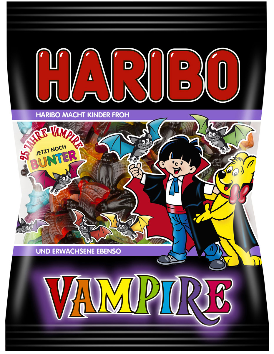 Haribo Vampire жевательный мармелад, 200 г20220 Haribo Vampire жевательный мармелад, 200 г20220А сейчас будет страшно! Страшно вкусно!Вампиры от Haribo - это интересное сочетание пряной лакрицы и фруктового жевательного мармелада. А теперь в новой, еще более красочной упаковке и новыми потрясающими вкусами: апельсин, лимон, яблоко, клубника, малина, черника!