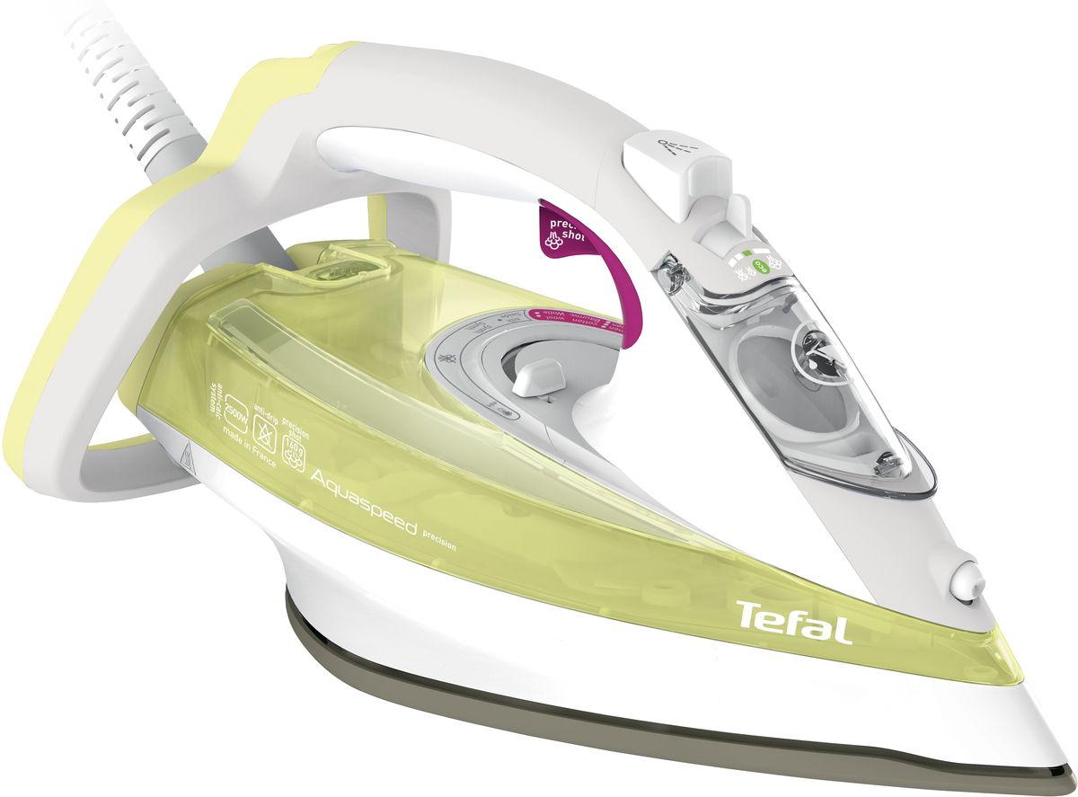 Tefal FV5510 Aquaspeed утюгFV5510 Tefal FV5510 Aquaspeed утюгFV5510Утюг Tefal FV5510 Aquaspeed - это современный и необходимый для каждой хозяйки прибор. Мощность модели довольно высока и составляет 2500 Вт, что обеспечивает высокую эффективность и скорость работы. Металлокерамическая подошва легко скользит по поверхности любого вида ткани.