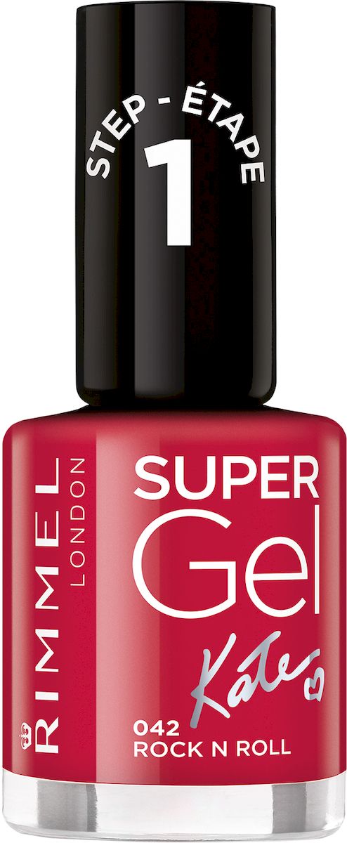 Rimmel Super Gel Kate nail polish Гель-лак для ногтей, тон 042 глубокий красный, 12 мл34776273042 Rimmel Super Gel Kate nail polish Гель-лак для ногтей, тон 042 глубокий красный, 12 мл34776273042Коллекция эксклюзивных оттенков от Кейт Мосс для еще более модного гелевого маникюра! STEP 1. Скажите Да! технологиям салонного маникюра у вас дома! БЕЗ УФ-ламп, БЕЗ спешки, БЕЗ огромных затрат и БЕЗ вреда для ногтей! Всего 2 простых шага для гелевого маникюра: нанесите 2 слоя гель-лака на ногти, затем нанесите 1 слой верхнего покрытия. STEP 1 обеспечит базовое покрытие и непревзойденный цвет!