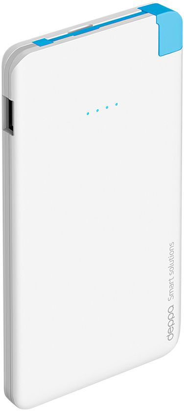 Deppa NRG Slim внешний аккумулятор (5000 мАч)33508 Deppa NRG Slim внешний аккумулятор (5000 мАч)33508Компактный и удобный внешний аккумулятор Deppa NRG Slim в стильном тонком корпусе. Идеальное решение для подзарядки ваших гаджетов каждый день.Надежность и безопасность NRG Slim обеспечивает целый комплекс встроенной защиты высокого уровня. Устройство компактно и эргономично.Внешние аккумуляторы NRG Slim совместимы с любыми цифровыми устройствами с функцией заряда от разъемов micro USB или Apple 8-pin.В комплект аккумулятора входит коннектор Apple 8-pin, находящийся в специальном слоте для хранения. Встроенный micro USB кабель и коннектор позволяют заряжать любые устройства без дополнительных проводов.