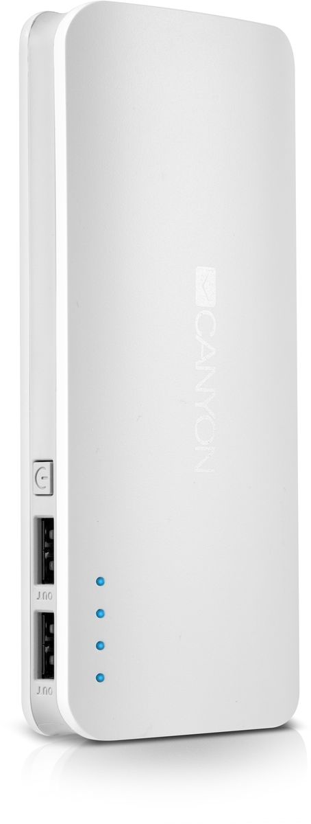 Canyon CNE-CPB130W, White внешний аккумулятор (13000 мАч)CNE-CPB130W Canyon CNE-CPB130W, White внешний аккумулятор (13000 мАч)CNE-CPB130WЕсли в вашей сумке лежит аккумулятор Canyon CNE-CPB130W - вы не останетесь с разряженной батареей смартфона или планшета. Низкий заряд гаджета больше не проблема - благодаря двум USB-портам от ультраёмкого аккумулятора Canyon можно заряжать 2 устройства одновременно! Ёмкости аккумулятора должно хватить на 5 зарядок среднестатистического смартфона. А проследить уровень заряда аккумулятора можно с помощью светодиодных индикаторов. Отличный помощник в городе и в поездке!
