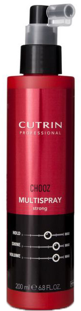 Cutrin Многофункциональный спрей сильной фиксации Choozism Multi Spray Strong, 200 мл12764 Cutrin Многофункциональный спрей сильной фиксации Choozism Multi Spray Strong, 200 мл12764Незаменимое средство для придания волосам естественного объема от корней до самых кончиков. Оптимальное решение при укладке на бигуди; защищает волосы от высоких температур при использовании фена или утюга. Глицерин оказывает на волосы увлажняющее действие.