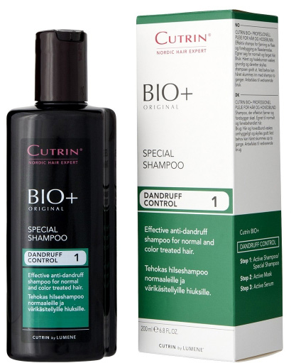 Cutrin Специальный шампунь против перхоти Special Shampoo, 200 мл14223 Cutrin Специальный шампунь против перхоти Special Shampoo, 200 мл14223Усовершенствованная формула способствует тому, что шампунь еще более эффективно удаляет перхоть и предотвращает ее появление. Подходит для нормальных и окрашенных волос. Активный ингредиент - Пироктон Оламин. Деготь заменен новым североевропейским ингредиентом - экстрактом побегов можжевельника, который успокаивает кожу головы. Более мягкий и ухаживающий по сравнению с Активным Шампунем.