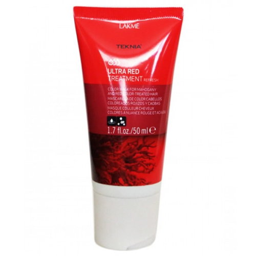 Lakme Средство для поддержания оттенка окрашенных волос Красный Treatment, 50 мл47063 Lakme Средство для поддержания оттенка окрашенных волос Красный Treatment, 50 мл47063Благодаря экстракту кораллины, входящему в состав, средство восстанавливает и защищает волосы, окрашенные в махагоновые и красные оттенки, насыщает их блеском и продлевает интенсивность цвета. Средство для поддержания оттенка окрашенных волос «Красный» Lakme Teknia Ultra Red Treatment содержит WAA комплекс растительных аминокислот, ухаживающий за волосами и оказывающий глубокое воздействие изнутри.