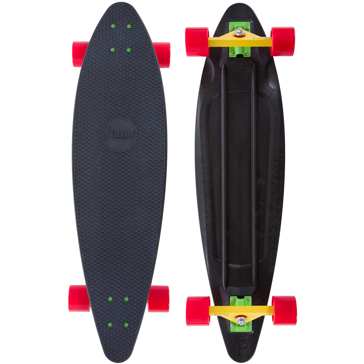 Лонгборд Penny Longboard 36, цвет: черный, красный, желтый, 91,4 х 24,5 смPNYCOMP36101 Лонгборд Penny Longboard 36, цвет: черный, красный, желтый, 91,4 х 24,5 смPNYCOMP36101Лонгборд Penny Longboard 36, оснащенный длинной пластиковой декой, предназначен для детей возраста от 7 лет. Дека обладает естественной упругостью и уникальным прогибом, а рельефная поверхность под соты обеспечивает устойчивое положение. Изделие имеет 4 прочных колеса средней жесткости.Лонгборд - это отдельная ветка развития скейтборда, акцентом которой является скорость, устойчивость, улучшенные ходовые качества доски, в отличие от классического скейтборда, задачей которого является агрессивное, трюковое катание, прыжки с различными комбинациями вращений доски или райдера. Из особенностей лонгборда можно отметить удлиненную колесную базу и деку, более мягкие и увеличенные колеса. Подобная конструкция лонгборда позволяет райдеру развивать большие скорости, чувствовать себя на доске более стабильно, при этом двигаться мягко, практически не замечая мелкие дефекты асфальта.