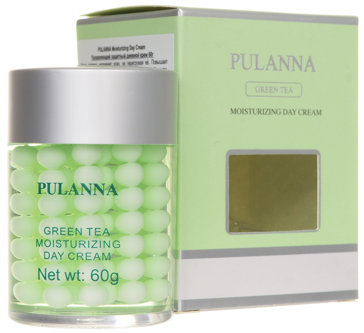 Pulanna Увлажняющий защитный дневной крем на основе зеленого чая-Moisturizing Day Cream 60 г5902596005566 Pulanna Увлажняющий защитный дневной крем на основе зеленого чая-Moisturizing Day Cream 60 г5902596005566Крем активно увлажняет кожу, не перегружая ее. Повышает сопротивляемость кожи к негативным внешним воздействиям, укрепляет сосуды, обладает антиоксидантным действием. За счет введенного в состав крема витамина Е повышается клеточный иммунитет, стимулируются процессы клеточного метаболизма, увеличивается продолжительность жизни клеток. Крем сохраняет влагу в клетках кожи, поддерживает ее упругость. Повышает эластичность и тонус кожи. В состав введены природные фотофильтры. Рекомендован для нормального, комбинированного типов кожи (в том числе для чувствительной) с 20 лет.