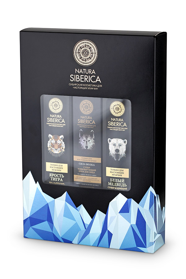 Natura Siberica Подарочный Набор Для настоящих мужчин086-06-35704 Natura Siberica Подарочный Набор Для настоящих мужчин086-06-35704В состав Подарочного набора Для настоящих мужчин входят: 1. Шампунь-энергетик для волос и тела Ярость тигра - создан для настоящих мужчин – сильных, смелых и уверенных в себе! Органический золотой корень - мощный природный энергетик. Наполняет кожу и волосы природной силой, снимает усталость и нервное напряжение, повышает работоспособность. Дикий женьшень обладает мощным тонизирующим эффектом и улучшает питание волосяных луковиц, стимулируя рост здоровых волос. Уссурийский девясил регулирует работу сальных желез и помогает сохранить ощущение свежести и бодрости на весь день. Тигровая трава эффективно пробуждает, тонизирует и придает коже упругость. 100% витамин С заряжает энергией и прибавляет сил, защищает от негативных воздействий окружающей среды. 2. Супер тонизирующий крем для лица Сила Волка. Активная формула крема специально разработана с учетом всех особенностей мужской кожи и имеет четкое направленное действие. Органический экстракт нанайского лимонника, сибирского растения-адаптогена, обеспечивает стойкий омолаживающий эффект, увлажняет кожу, повышает ее эластичность, освежает цвет лица. Дикая черная мята мгновенно пробуждает, снимает отечность и покраснения. 100% Таурин эффективно тонизирует, даря заряд молодости и силы. Супер тонизирующий крем для лица Сила волка идеально подходит для защиты кожи от стресса, усталости и пагубного воздействия городской среды. Интенсивно питает кожу, повышая ее упругость и эластичность. Мгновенно освежает и улучшает цвет лица, заряжая энергией на весь день. 3. Супер бодрящий гель для душа Белый медведь. Его сила и мощь, заключается в дикорастущий травах Сибири, которые обладают мощнейшим энергетическим потенциалом, столь необходимым для современных мужчин, ведущих активный образ жизни. Органическая медвежья ягода, насыщенная дубильными веществами, эффективно очищает кожу, питая и тонизируя ее.Кислица якутская мгновенно пробуждает и дарит заряд бодрости на весь день. Дикая огуречная трава освежает и тонизирует, стимулирует регенерацию клеток, интенсивно увлажняет. Витамин С заряжает энергией, повышает упругость и эластичность кожи, в то время как 100% таурин восстанавливает силы, снимая усталость и напряжение. Супер бодрящий гель для душа Белый медведь - уникальное средство, которое не только отлично очищает, увлажняет кожу, но и эффективно снимает усталость, стирает следы бессонницы, спасает в сложные минуты расплаты за бурно проведенную ночь, заряжая энергией на весь день! 3. Супер бодрящий гель для душа Белый медведь. Его сила и мощь, заключается в дикорастущий травах Сибири, которые обладают мощнейшим энергетическим потенциалом, столь необходимым для современных мужчин, ведущих активный образ жизни. Органическая медвежья ягода, насыщенная дубильными веществами, эффективно очищает кожу, питая и тонизируя ее.Кислица якутская мгновенно пробуждает и дарит заряд бодрости на весь день. Дикая огуречная трава освежает и тонизирует, стимулирует регенерацию клеток, интенсивно увлажняет. Витамин С заряжает энергией, повышает упругость и эластичность кожи, в то время как 100% таурин восстанавливает силы, снимая усталость и напряжение. Супер бодрящий гель для душа Белый медведь - уникальное средство, которое не только отлично очищает, увлажняет кожу, но и эффективно снимает усталость, стирает следы бессонницы, спасает в сложные минуты расплаты за бурно проведенную ночь, заряжая энергией на весь день!