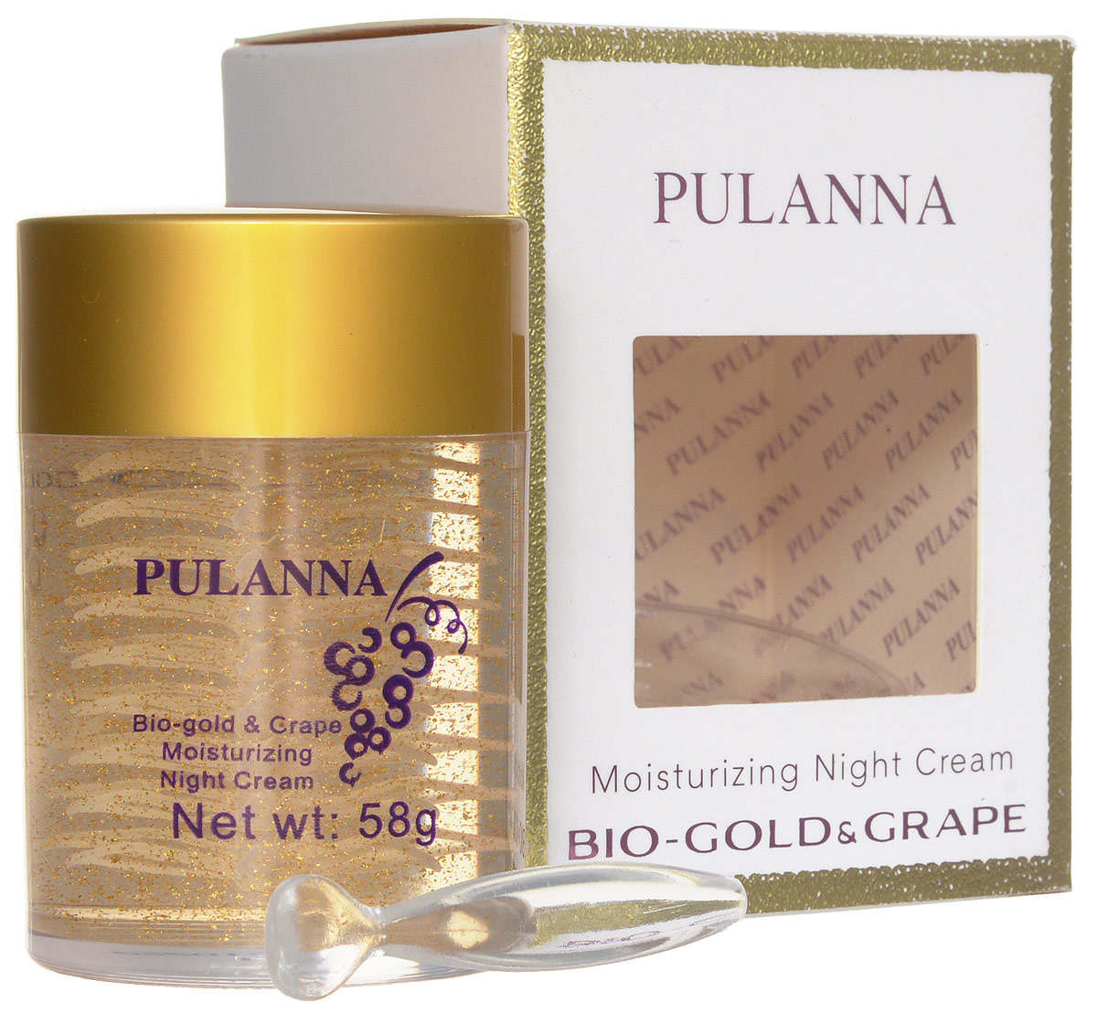 Pulanna Увлажняющий ночной крем на основе био-золота и винограда - Bio-gold &Grape Moisturizing Night Cream 58 г