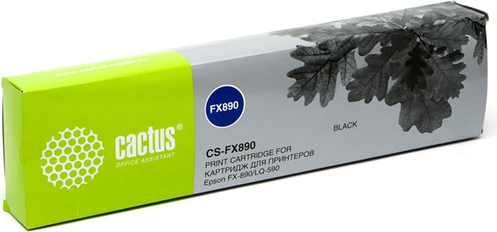 Cactus CS-FX890, Black картридж ленточный для Epson FX-890/LQ-590CS-FX890 Cactus CS-FX890, Black картридж ленточный для Epson FX-890/LQ-590CS-FX890Картридж ленточный Cactus CS-FX890 для матричных принтеров Epson FX-890/LQ-590.Расходные материалы Cactus для печати максимизируют характеристики принтера. Они обеспечивают повышенную четкость изображения и надежное качество печати.