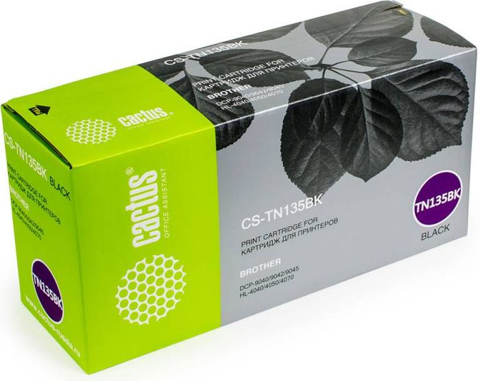 Cactus CS-TN135BK, Black тонер-картридж для Brother DCP-9040/9042/9045/HL-4040/4050/4070CS-TN135BK Cactus CS-TN135BK, Black тонер-картридж для Brother DCP-9040/9042/9045/HL-4040/4050/4070CS-TN135BKТонер-картридж Cactus CS-TN135BK для лазерных принтеров Brother DCP-9040/9042/9045/HL-4040/4050/4070.Расходные материалы Cactus для лазерной печати максимизируют характеристики принтера. Обеспечивают повышенную чёткость чёрного текста и плавность переходов оттенков серого цвета и полутонов, позволяют отображать мельчайшие детали изображения. Гарантируют надежное качество печати.