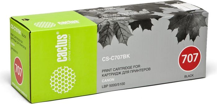 Cactus CS-C707BK, Black тонер-картридж для Canon LBP i-Sensys 5000/5100CS-C707BK Cactus CS-C707BK, Black тонер-картридж для Canon LBP i-Sensys 5000/5100CS-C707BKТонер-картридж Cactus CS-C707BK для лазерных принтеров Canon LBP i-Sensys 5000/5100.Расходные материалы Cactus для лазерной печати максимизируют характеристики принтера. Обеспечивают повышенную чёткость чёрного текста и плавность переходов оттенков серого цвета и полутонов, позволяют отображать мельчайшие детали изображения. Гарантируют надежное качество печати.