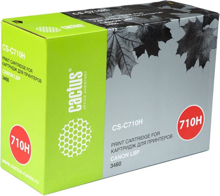 Cactus CS-C710H, Black тонер-картридж для Canon LBP 3460CS-C710H Cactus CS-C710H, Black тонер-картридж для Canon LBP 3460CS-C710HТонер-картридж Cactus CS-C710H для лазерных принтеров Canon LBP 3460.Расходные материалы Cactus для лазерной печати максимизируют характеристики принтера. Обеспечивают повышенную чёткость чёрного текста и плавность переходов оттенков серого цвета и полутонов, позволяют отображать мельчайшие детали изображения. Гарантируют надежное качество печати.
