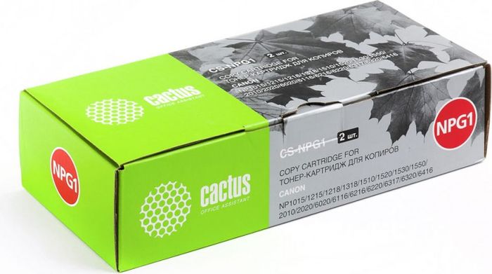 Cactus CS-NPG1, Black тонер-картридж для Canon NP1015/1215/1218/1318/1510/1520/1530/1550/2010/2020/6020/6116/6216/6220/6317/6320/6416CS-NPG1 Cactus CS-NPG1, Black тонер-картридж для Canon NP1015/1215/1218/1318/1510/1520/1530/1550/2010/2020/6020/6116/6216/6220/6317/6320/6416CS-NPG1Тонер-картридж Cactus CS-NPG1 для лазерных принтеров Canon NP1015/1215/1218/1318/1510/1520/1530/1550/2010/2020/6020/6116/6216/6220/6317/6320/6416.Расходные материалы Cactus для лазерной печати максимизируют характеристики принтера. Обеспечивают повышенную чёткость чёрного текста и плавность переходов оттенков серого цвета и полутонов, позволяют отображать мельчайшие детали изображения. Гарантируют надежное качество печати.