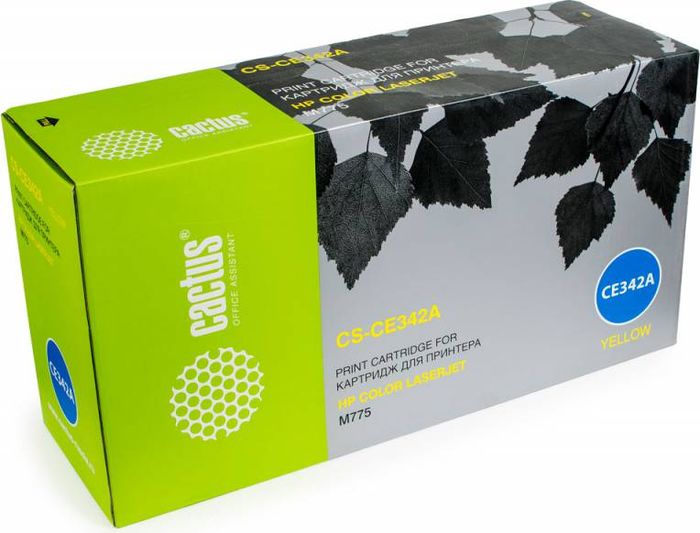 Cactus CS-CE342A, Yellow тонер-картридж для HP CLJ M775CS-CE342A Cactus CS-CE342A, Yellow тонер-картридж для HP CLJ M775CS-CE342AТонер-картридж Cactus CS-CE342A для лазерных принтеров HP CLJ M775.Расходные материалы Cactus для лазерной печати максимизируют характеристики принтера. Обеспечивают повышенную чёткость чёрного текста и плавность переходов оттенков серого цвета и полутонов, позволяют отображать мельчайшие детали изображения. Гарантируют надежное качество печати.