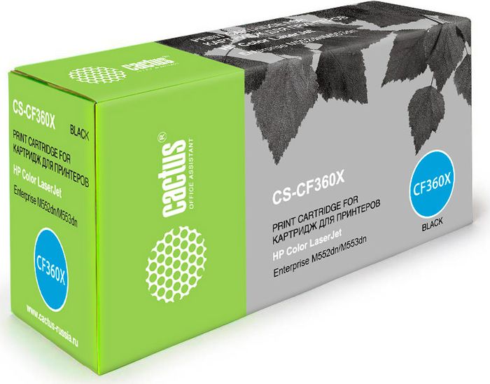 Cactus CS-CF360X, Black тонер-картридж для HP CLJ M552dn/M553dnCS-CF360X Cactus CS-CF360X, Black тонер-картридж для HP CLJ M552dn/M553dnCS-CF360XТонер-картридж Cactus CS-CF360X для лазерных принтеров HP CLJ M552dn/M553dn.Расходные материалы Cactus для лазерной печати максимизируют характеристики принтера. Обеспечивают повышенную чёткость чёрного текста и плавность переходов оттенков серого цвета и полутонов, позволяют отображать мельчайшие детали изображения. Гарантируют надежное качество печати.