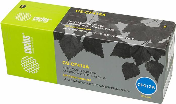 Cactus CS-CF412A, Yellow тонер-картридж для HP LJ M452DW/DN/NW, M477FDW/M477FDN/M477FNWCS-CF412A Cactus CS-CF412A, Yellow тонер-картридж для HP LJ M452DW/DN/NW, M477FDW/M477FDN/M477FNWCS-CF412AКартридж Cactus CS-CF412A для лазерных принтеров LaserJet.Расходные материалы Cactus для печати максимизируют характеристики принтера. Обеспечивают повышенную четкость изображения и плавность переходов оттенков и полутонов, позволяют отображать мельчайшие детали изображения. Обеспечивают надежное качество печати.