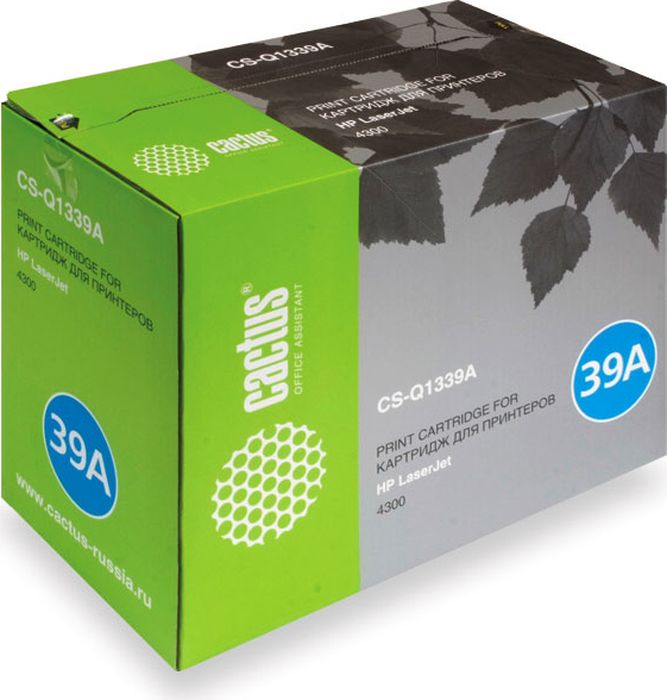 Cactus CS-Q1339A, Black тонер-картридж для HP LJ 4300CS-Q1339A Cactus CS-Q1339A, Black тонер-картридж для HP LJ 4300CS-Q1339AТонер-картридж Cactus CS-Q1339A для лазерных принтеров HP LJ 4300.Расходные материалы Cactus для лазерной печати максимизируют характеристики принтера. Обеспечивают повышенную чёткость чёрного текста и плавность переходов оттенков серого цвета и полутонов, позволяют отображать мельчайшие детали изображения. Гарантируют надежное качество печати.