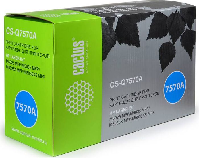 Cactus CS-Q7570A, Black тонер-картридж для HP LJ M5025/M5035/M5035X/M5035XSCS-Q7570A Cactus CS-Q7570A, Black тонер-картридж для HP LJ M5025/M5035/M5035X/M5035XSCS-Q7570AТонер-картридж Cactus CS-Q7570A для лазерных принтеров HP LJ M5025/M5035/M5035X/M5035XS.Расходные материалы Cactus для лазерной печати максимизируют характеристики принтера. Обеспечивают повышенную чёткость чёрного текста и плавность переходов оттенков серого цвета и полутонов, позволяют отображать мельчайшие детали изображения. Гарантируют надежное качество печати.