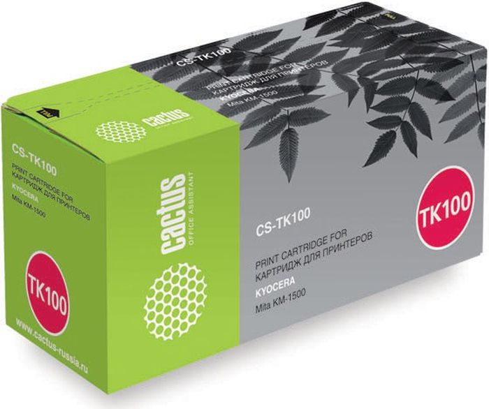 Cactus CS-TK100, Black тонер-картридж для Kyocera Mita KM-1500CS-TK100 Cactus CS-TK100, Black тонер-картридж для Kyocera Mita KM-1500CS-TK100Тонер-картридж Cactus CS-TK100 для лазерных принтеров Kyocera Mita KM-1500.Расходные материалы Cactus для лазерной печати максимизируют характеристики принтера. Обеспечивают повышенную чёткость чёрного текста и плавность переходов оттенков серого цвета и полутонов, позволяют отображать мельчайшие детали изображения. Гарантируют надежное качество печати.