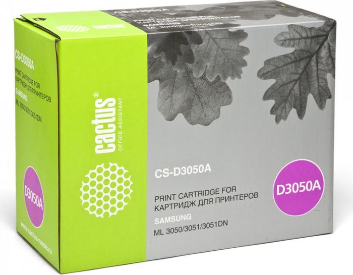 Cactus CS-D3050A, Black тонер-картридж для Samsung ML-3050/3051/3051N/3051NDCS-D3050A Cactus CS-D3050A, Black тонер-картридж для Samsung ML-3050/3051/3051N/3051NDCS-D3050AТонер-картридж Cactus CS-D3050A для лазерных принтеров Samsung ML-3050/3051/3051N/3051ND.Расходные материалы Cactus для лазерной печати максимизируют характеристики принтера. Обеспечивают повышенную чёткость чёрного текста и плавность переходов оттенков серого цвета и полутонов, позволяют отображать мельчайшие детали изображения. Гарантируют надежное качество печати.
