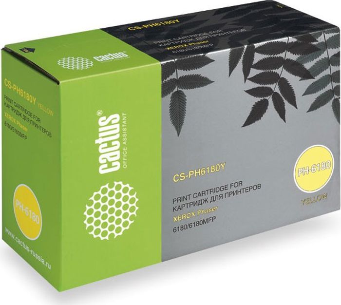 Cactus CS-PH6180Y 113R00725, Yellow тонер-картридж для Xerox Phaser 6180/6180mfpCS-PH6180Y Cactus CS-PH6180Y 113R00725, Yellow тонер-картридж для Xerox Phaser 6180/6180mfpCS-PH6180YТонер-картридж Cactus CS-PH6180Y 113R00725 для лазерных принтеров Xerox Phaser 6180/6180mfp.Расходные материалы Cactus для лазерной печати максимизируют характеристики принтера. Обеспечивают повышенную чёткость чёрного текста и плавность переходов оттенков серого цвета и полутонов, позволяют отображать мельчайшие детали изображения. Гарантируют надежное качество печати.