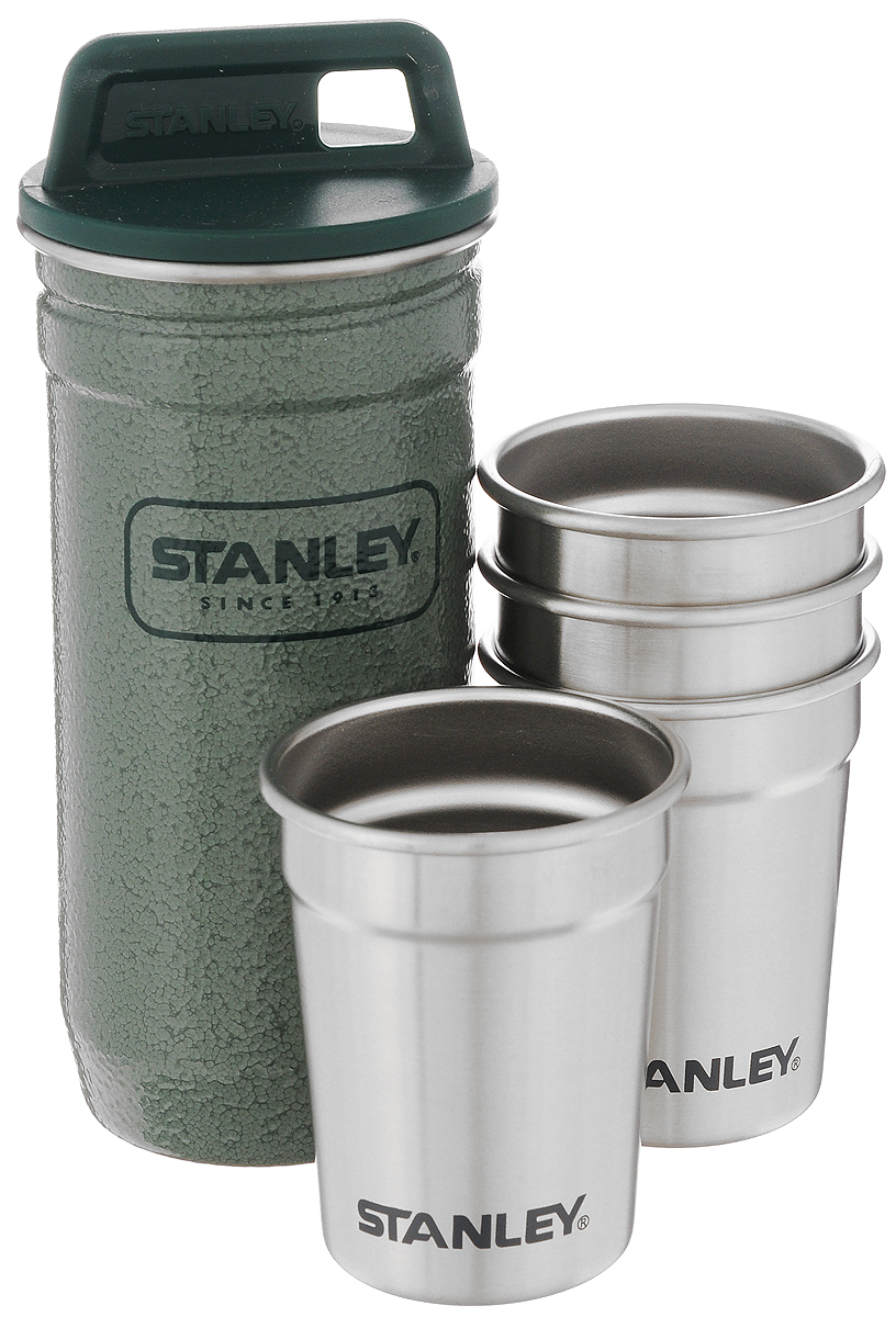 Набор стопок STANLEY Adventure, в футляре, 59 мл, 5 предметов10-01705-003 Набор стопок STANLEY Adventure, в футляре, 59 мл, 5 предметов10-01705-003Набор стопок STANLEY Adventure включает 4 стопки, выполненных из нержавеющей стали 18/8. Изделия отличаются высоким качеством, компактностью, стойкостью к появлению ржавчины. Для хранения стопок предусмотрен футляр с завинчивающейся пластиковой крышкой. Набор очень компактный и не занимает много места, его удобно брать с собой в поездки и на природу. Набор пригоден для мытья в посудомоечной машине. Объем стопки: 59 мл. Диаметр стопки (по верхнему краю): 5 см. Высота стопки: 6 см. Размер футляра: 6 х 6 х 13,5 см.