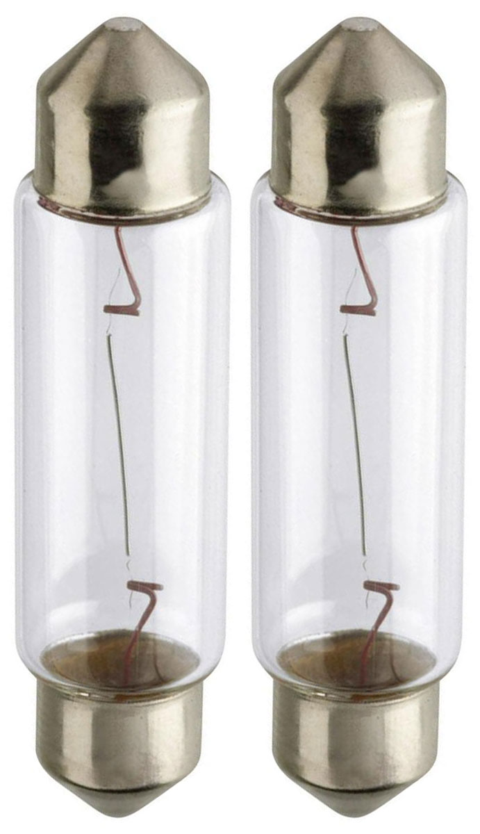 Лампа автомобильная Philips Vision, для салона, цоколь Festoon T10,5x43 (SV8.5), 12V, 10W, 2 шт12866B2 (бл.) Лампа автомобильная Philips Vision, для салона, цоколь Festoon T10,5x43 (SV8.5), 12V, 10W, 2 шт12866B2 (бл.)Автомобильная лампа Philips Vision изготовлена из запатентованного кварцевого стекла с УФ-фильтром Philips Quartz Glass. Кварцевое стекло в отличие от обычного стекла выдерживает гораздо большее давление и больший перепад температур. При попадании влаги на работающую лампу, лампа не взрывается и продолжает работать. Лампа Philips Vision производит на 30% больше света по сравнению со стандартной лампой, благодаря чему стоп-сигналы или указатели поворота будут заметны с большего расстояния. Лампа Philips Vision отличается высокой эффективностью, соответствуя всем современным требованиям.
