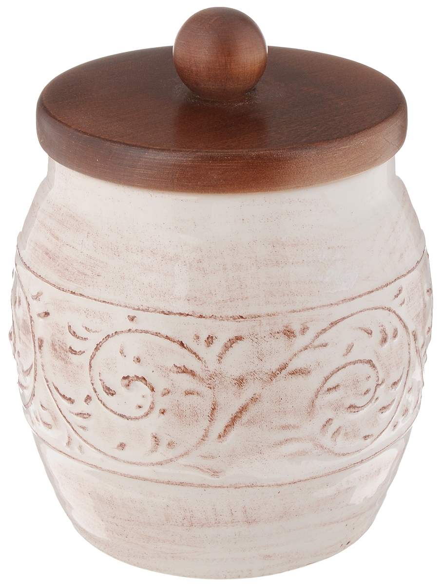 Банка для сыпучих продуктов LCS Медичи, с деревянной крышкой, 1,5 лLCS1060ML-ME-AL Банка для сыпучих продуктов LCS Медичи, с деревянной крышкой, 1,5 лLCS1060ML-ME-ALБанка LCS Медичи выполнена из высококачественной керамики и оформлена изображением узоров. Изделие идеально подойдет для хранения сахара или других сыпучих продуктов. Емкость оснащена крышкой из дерева, которая имеет резиновое кольцо-уплотнитель для лучшей фиксации.Функциональная и вместительная, такая банка станет незаменимым аксессуаром и стильно оформит интерьер кухни.Не рекомендуется использовать в микроволновой печи и мыть посудомоечной машине.Объем: 1,5 л.Диаметр банки по верхнему краю: 11 см.Высота стенок банки: 14 см.Высота банки (с учетом крышки): 19 см.