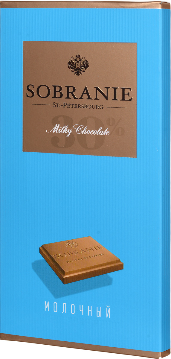 Sobranie молочный шоколад, 90 г14.0676 Sobranie молочный шоколад, 90 г14.0676Sobranie — особый шоколад, в котором соединяются верность российским кондитерским традициям, бескомпромиссность качества и изысканность вкуса. Созданный по бережно хранимому рецепту прошлоговека, шоколад Sobranie изготавливается исключительно из отборных какао-бобов с Берега Слоновой Кости.
