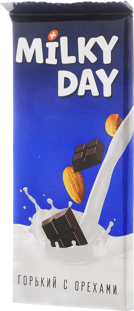 Milky Day кондитерская плитка горькая со злаками и орехами, 90 г14.2014 Milky Day кондитерская плитка горькая со злаками и орехами, 90 г14.2014Горький Milky Day со злаками и орехами - это вкусное, нежное и полезное лакомство. С Milky Day новый день вкусней!