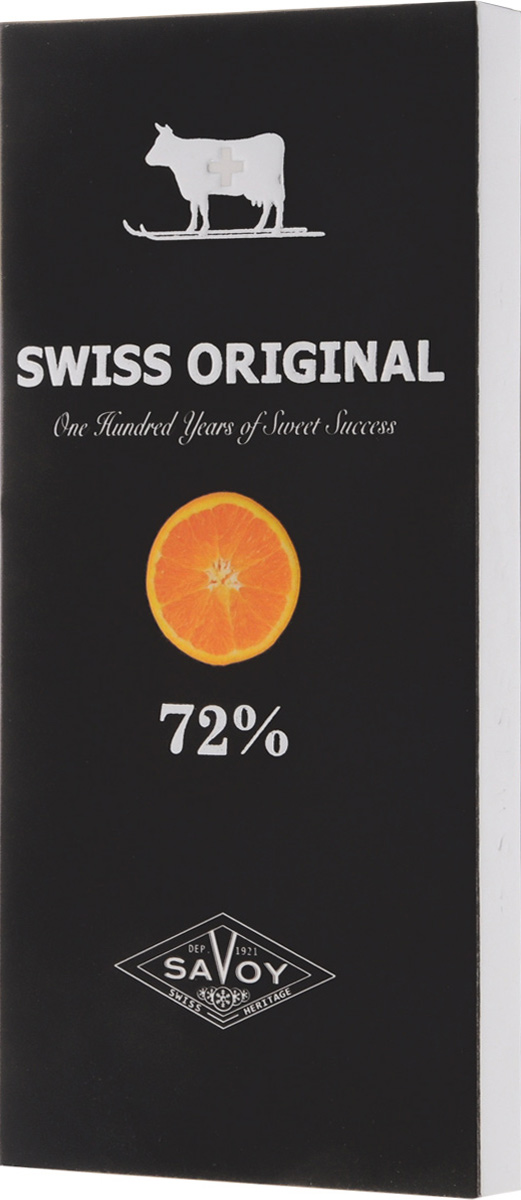 Swiss Original горький шоколад с кусочками апельсина, 100 г14.6058 Swiss Original горький шоколад с кусочками апельсина, 100 г14.6058Экстремально горький шоколад Swiss Original имеет энергичный вкус с нотками ежевики, характерными для какао-бобов из Мадагаскара. Кусочки сочных марокканских апельсинов обогащают горечь благородной цитрусовойкислинкой.