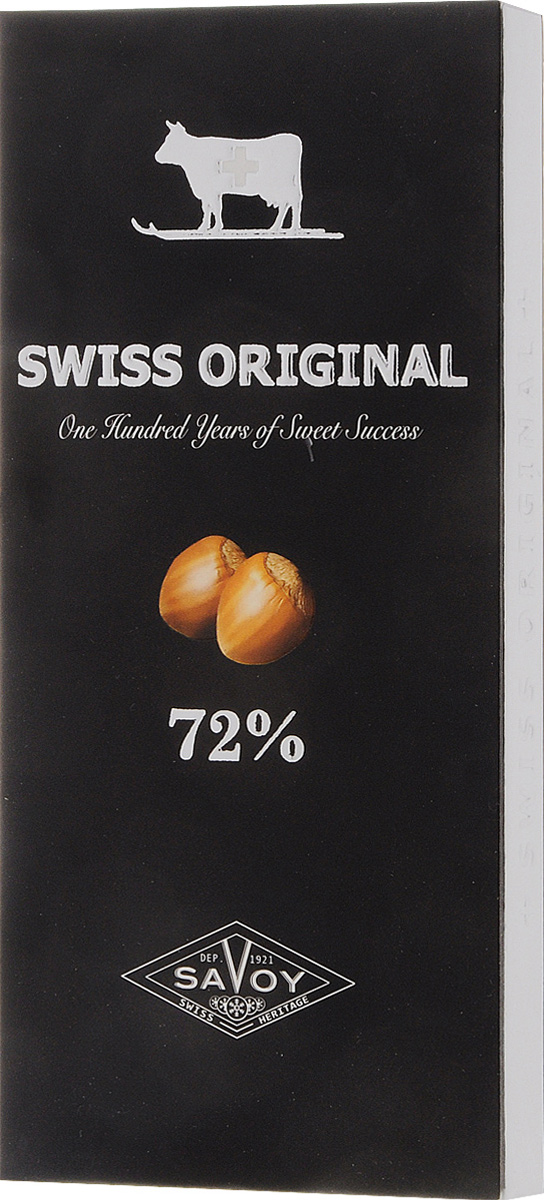 Swiss Original горький шоколад с дробленым фундуком, 100 г14.2465 Swiss Original горький шоколад с дробленым фундуком, 100 г14.2465Шоколад Swiss Original умеренной горькости, из смеси латиноамериканских и азиатских какао-бобов. Характерные нотки черники и лакрицы гармонично сочетаются с ореховой сладостью фундука.